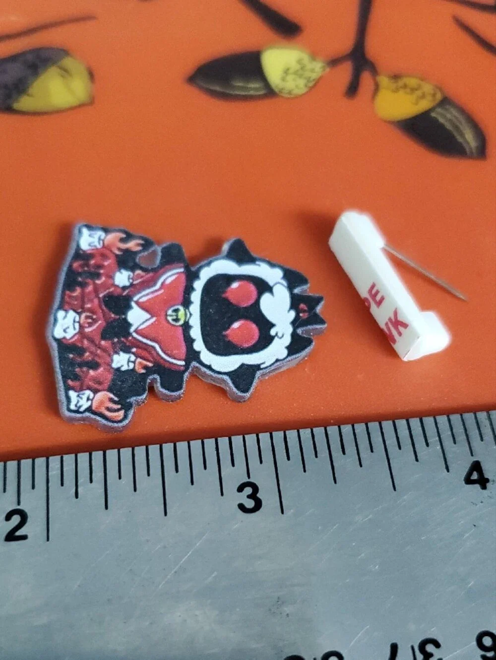 Devil Game Character Enamel Pin — Black & Red